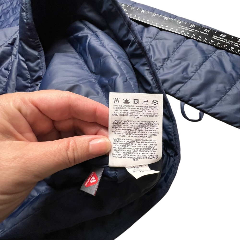 Nike Sportswear Women Navy Blue Synthetic Fill Puffer Liner Jacket XL Longline - Picture 11 of 12